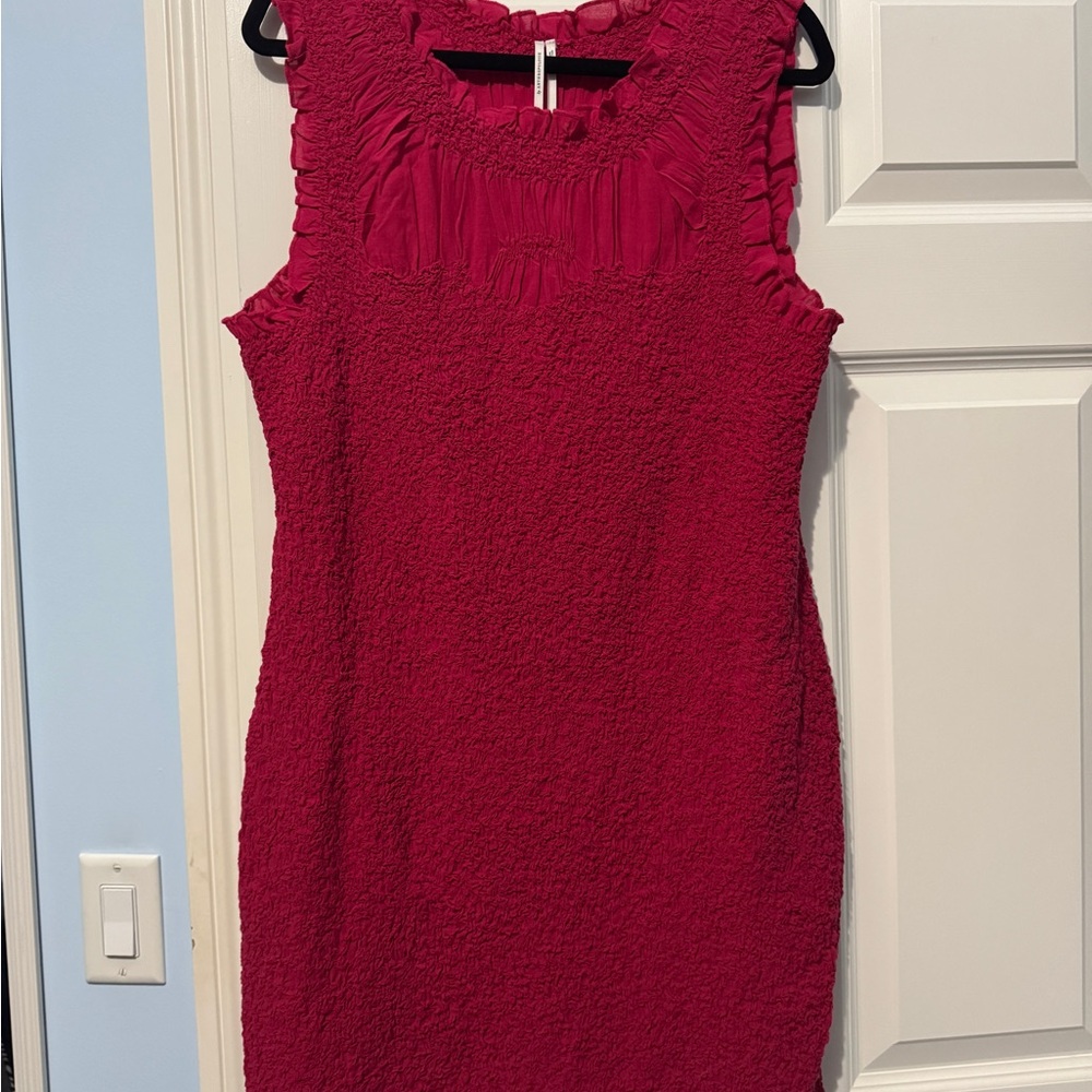 Anthropologie Textured Sleeveless Pink Dress